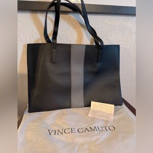 Vince Camuto Black and Gray Tote Bag with Structured Design